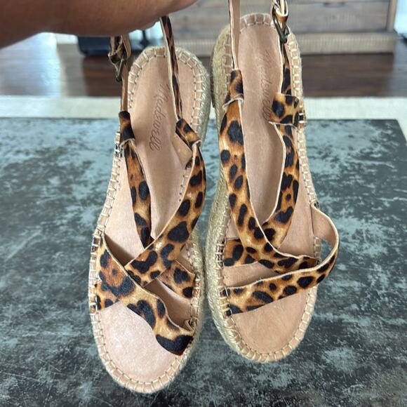 Madewell Shoes - Madewell Leopard Leather Calf Hair Malia Espadrille Sandals Size 9